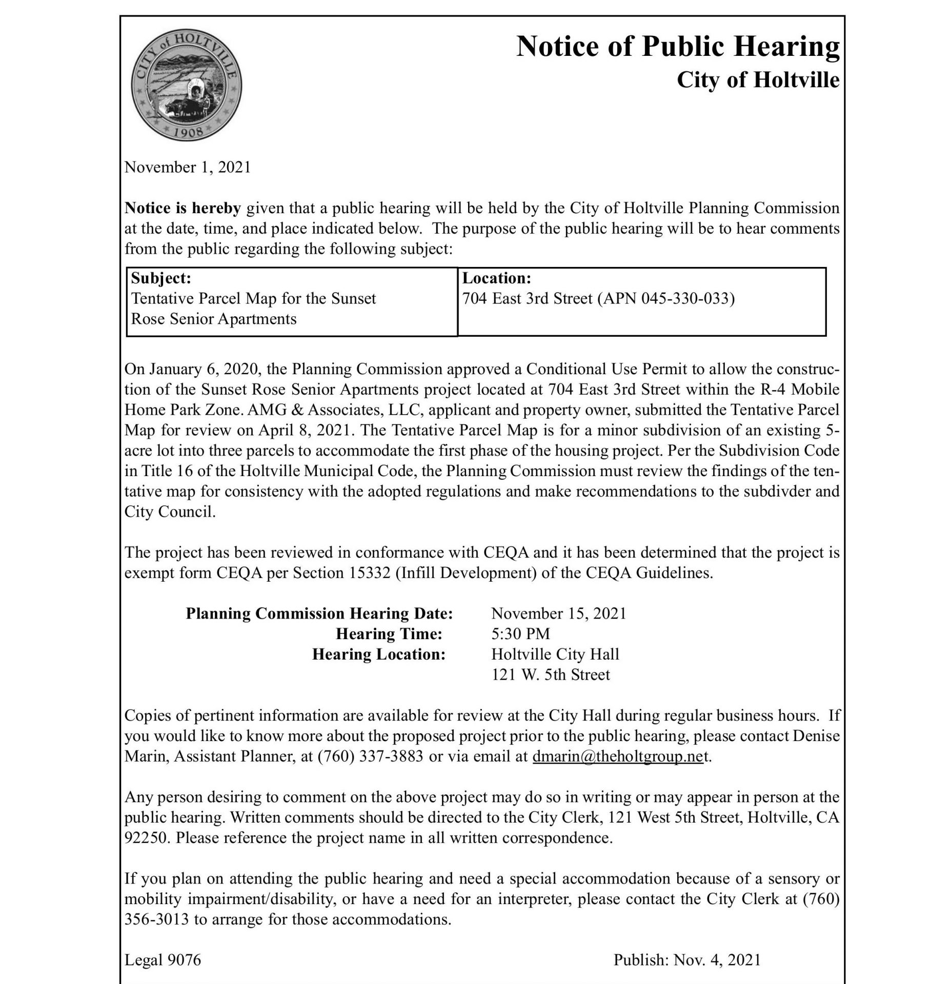 LEGAL NOTICES Nov. 4, 2021 » Holtville Tribune