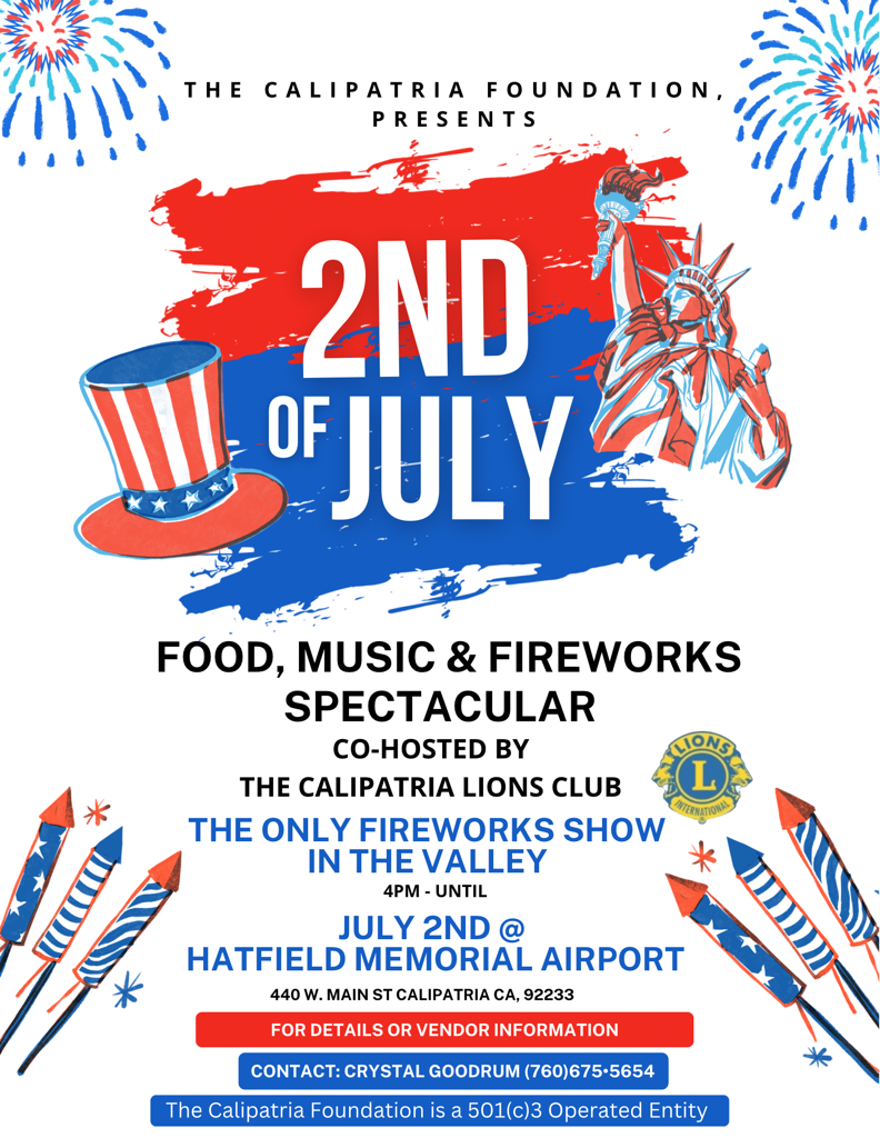 Calipatria Fireworks Show on July 2nd » Holtville Tribune